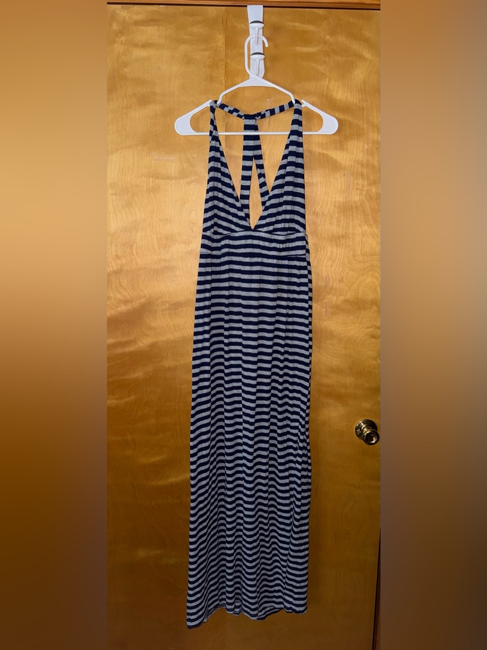 Seven7 Navy and White Striped Maxi Dress